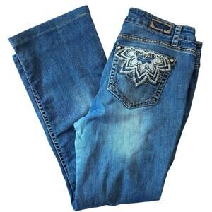 VTG Shyanne Y2K Embellished Pockets Denim Jeans Women’s 33 Altered Hem Western